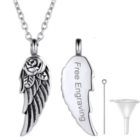 U7 Angel Wing Cremation Urn Necklace - Engraved - Ashes - Google SEO