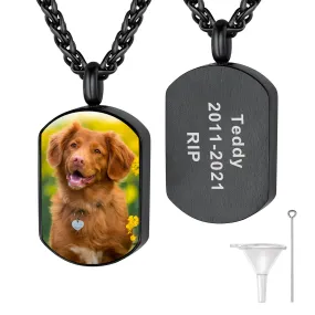 U7 Custom Photo Engraved Dog Tags Urn Necklace for Ashes - Jewelry