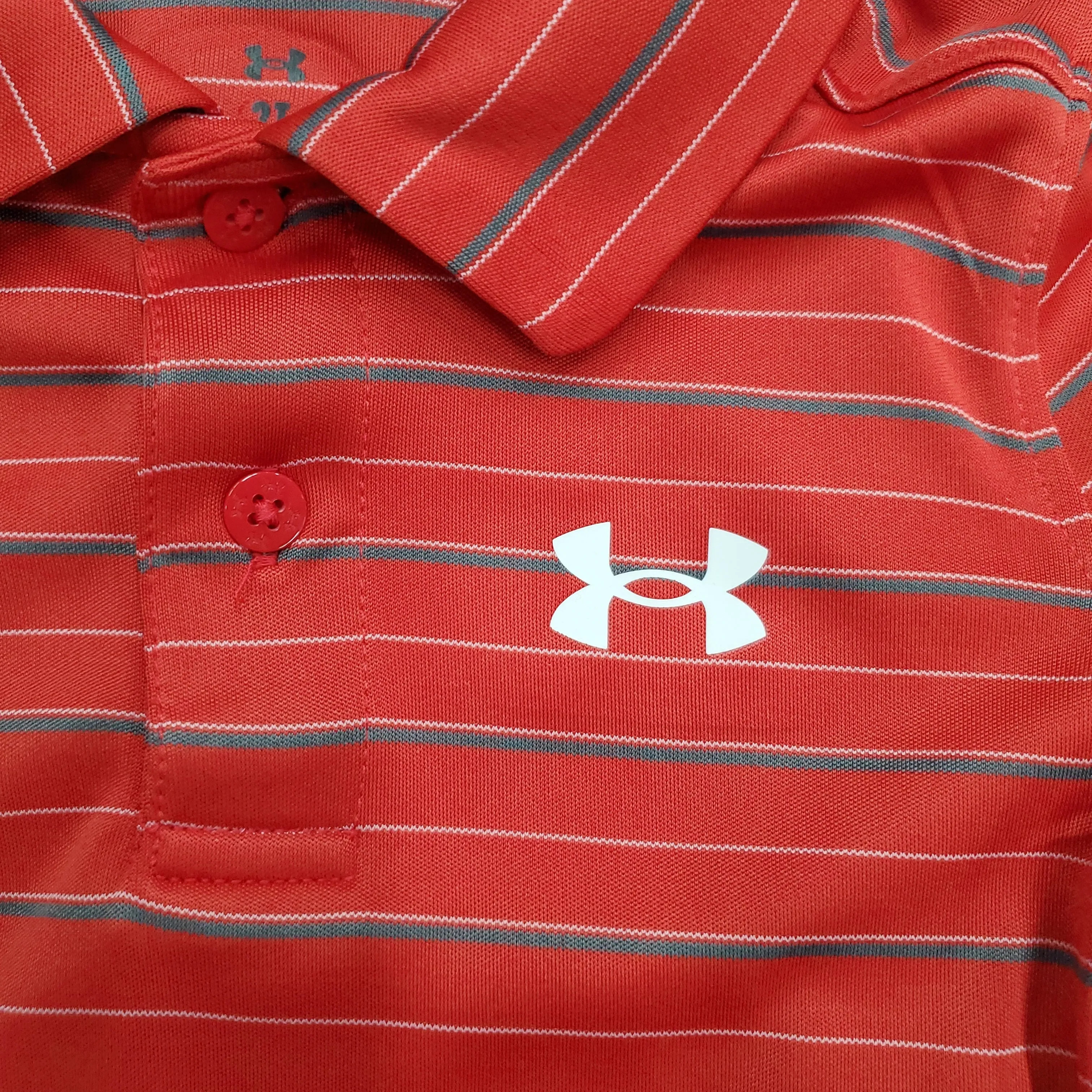 UA Match Play Red Stripe Short Sleeve Polo