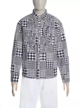 Universal Works Frill Front Shirt - Patchwork Shirting Black/White P2574