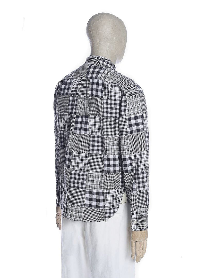 Universal Works Frill Front Shirt - Patchwork Shirting Black/White P2574