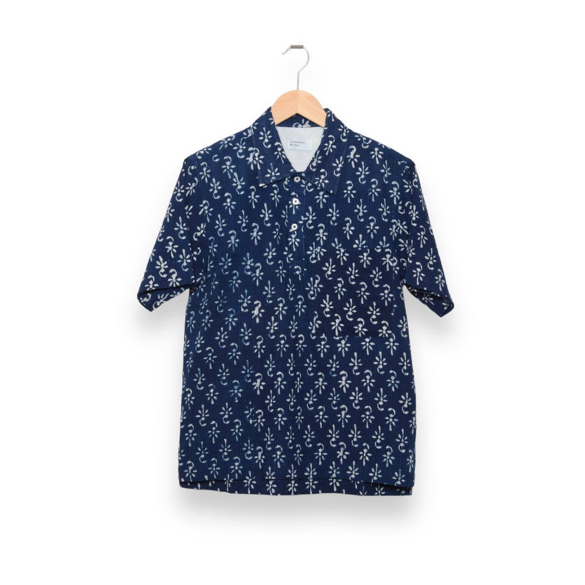 Universal Works Indigo Flower Print Pullover SS Shirt (P28031)