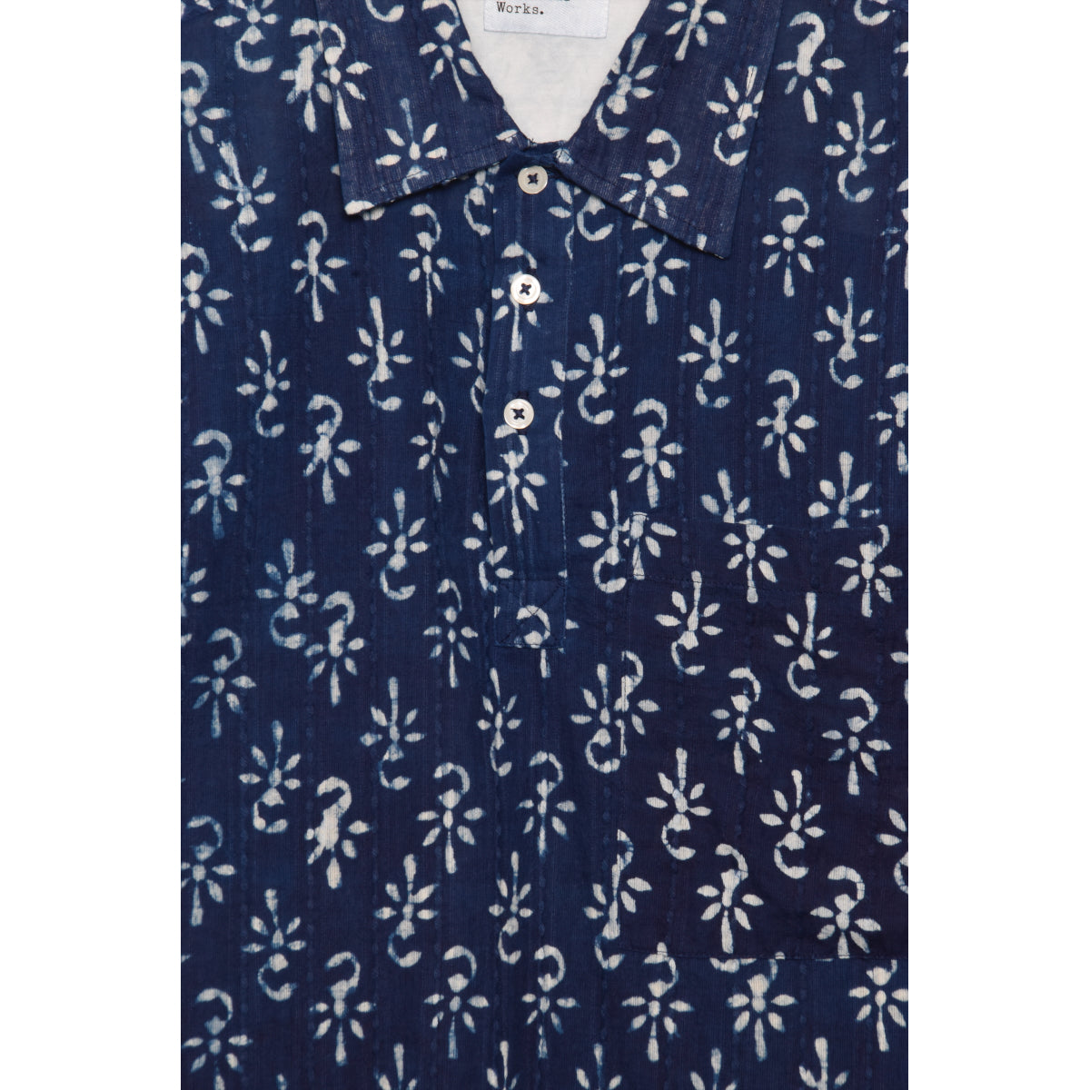 Universal Works Indigo Flower Print Pullover SS Shirt (P28031)