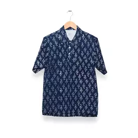 Universal Works Indigo Flower Print Pullover SS Shirt (P28031)