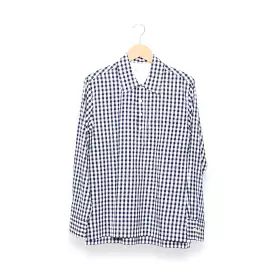 Universal Works Navy Gingham Seersucker Pullover LS Shirt