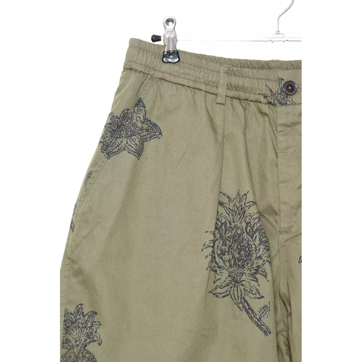 Universal Works olive flower print pleated track short P28026