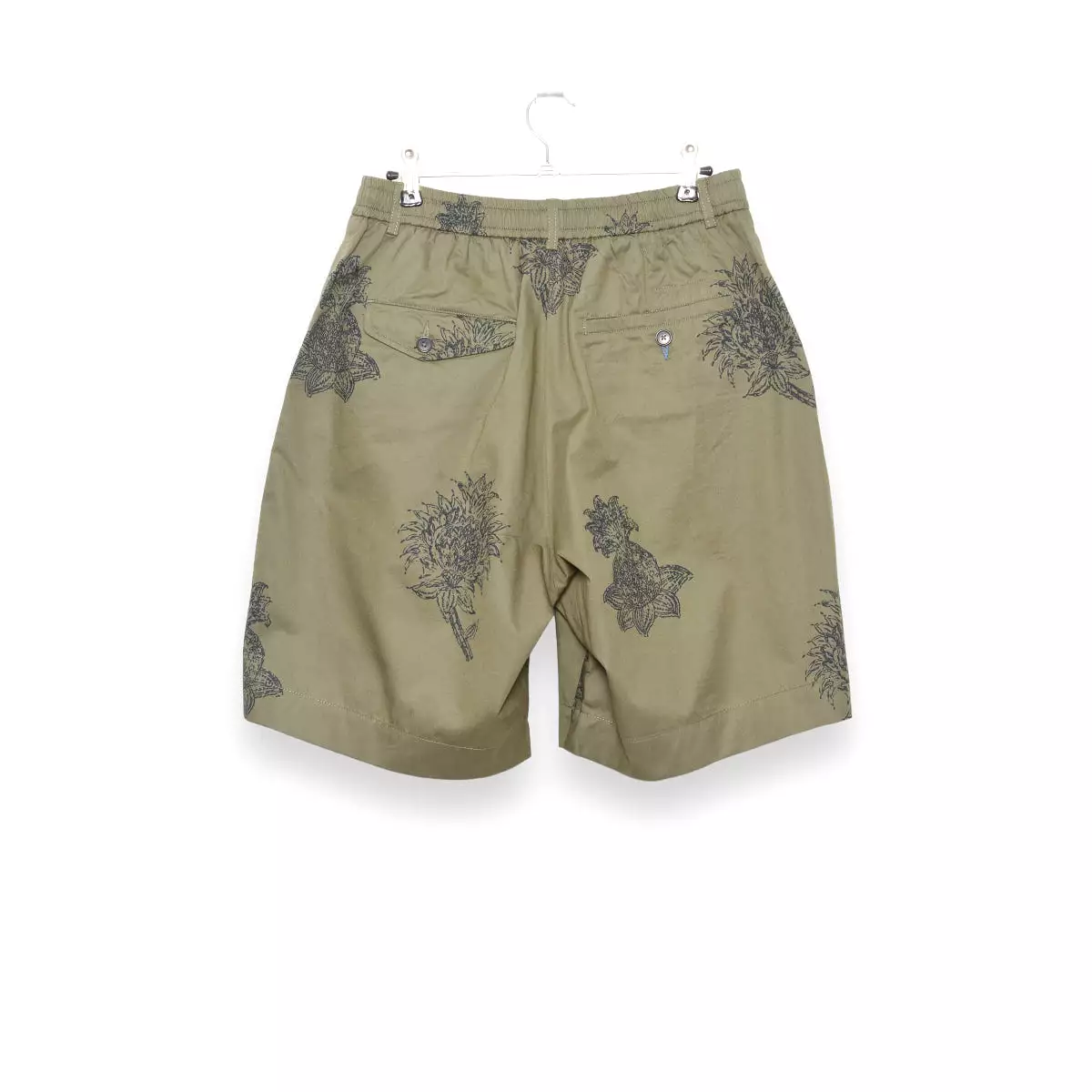 Universal Works olive flower print pleated track short P28026