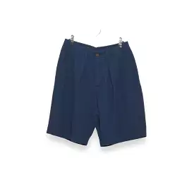 Universal Works Pleated Track Short cotton seersucker navy blue - 28907