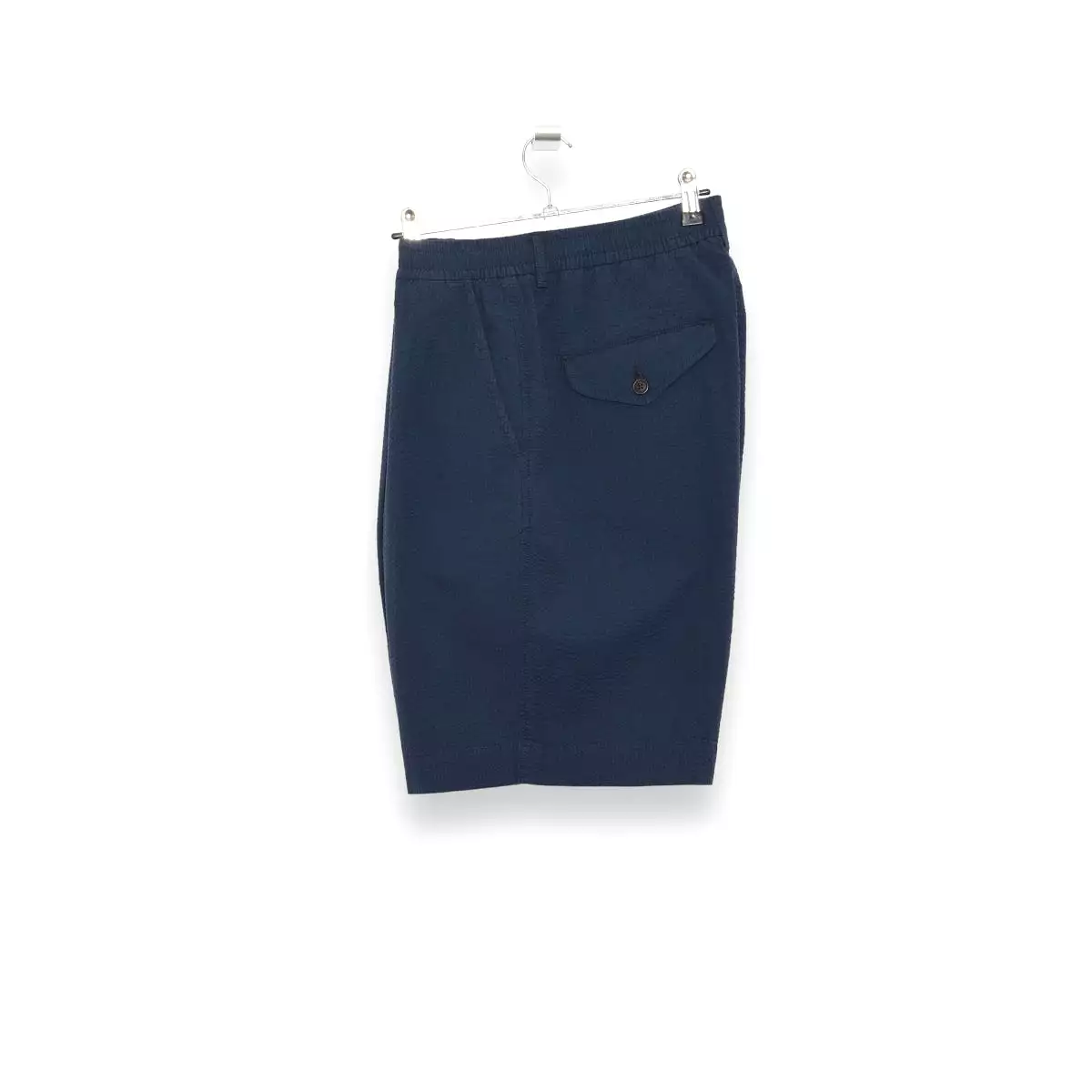 Universal Works Pleated Track Short cotton seersucker navy blue - 28907