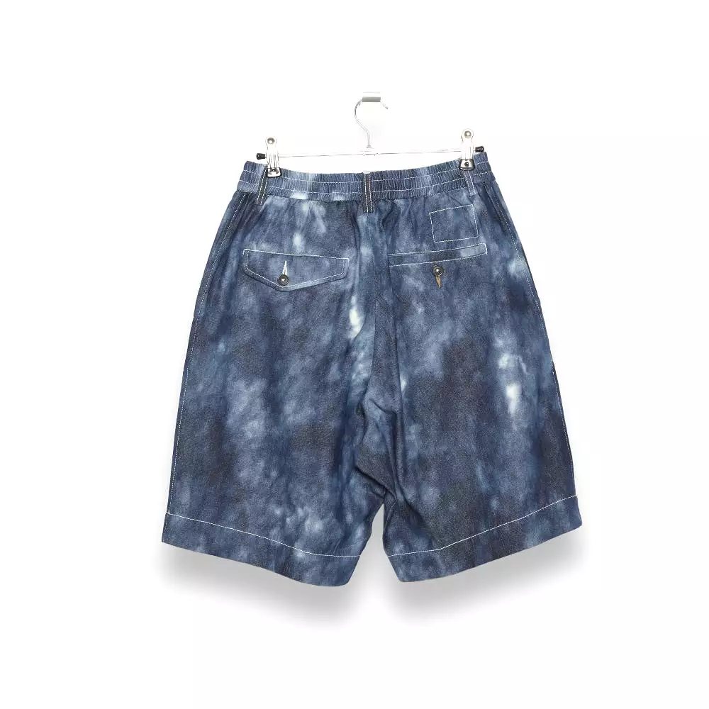 Universal Works Pleated Track Shorts in cloud denim, style number 28156