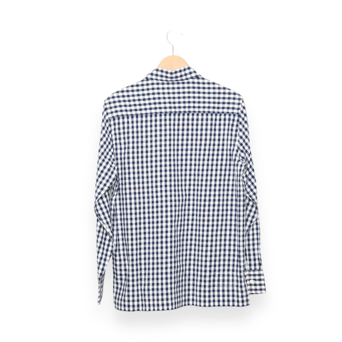 Universal Works Pullover Shirt Navy Gingham Seersucker P28058