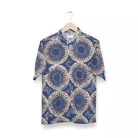 Universal Works Road Shirt, hokkoh print cotton, navy, 28175