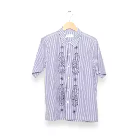 Universal Works Road Trip Shirt navy/white stripe poplin P28062