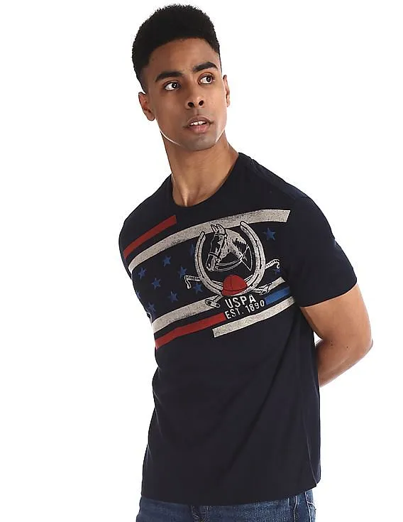 Blue Printed Cotton T-Shirt from U.S. Polo Assn. Denim Co.