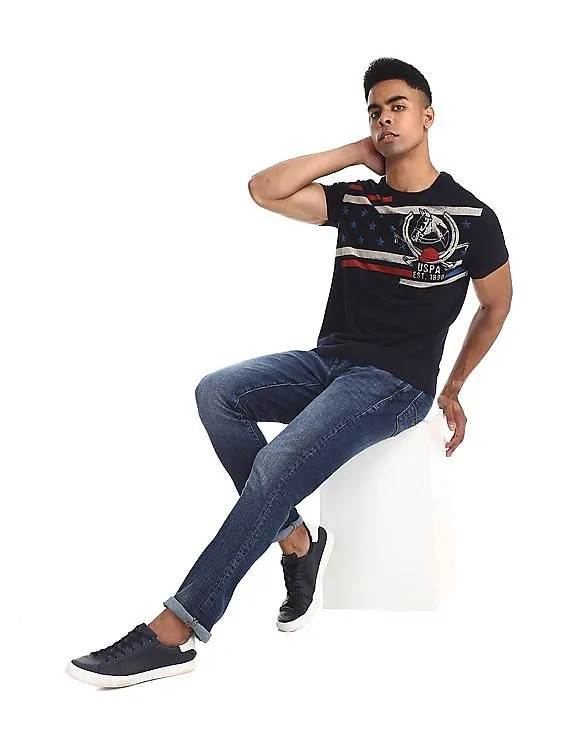 Blue Printed Cotton T-Shirt from U.S. Polo Assn. Denim Co.