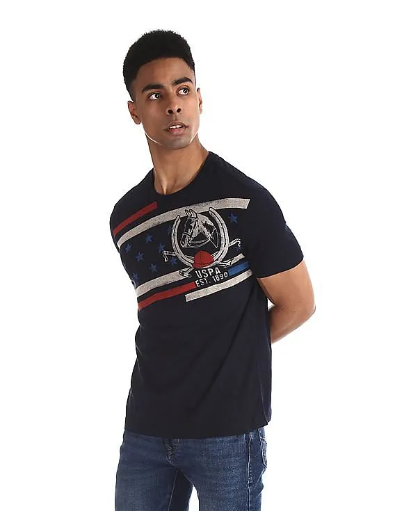 Blue Printed Cotton T-Shirt from U.S. Polo Assn. Denim Co.