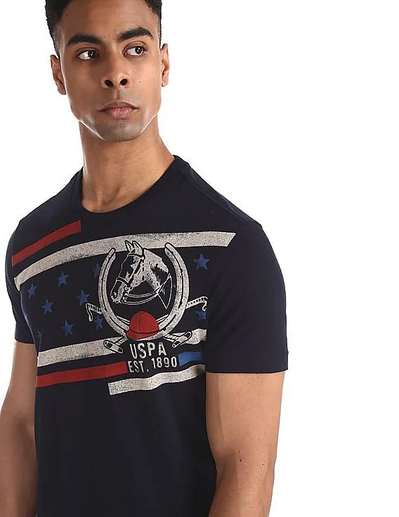 Blue Printed Cotton T-Shirt from U.S. Polo Assn. Denim Co.