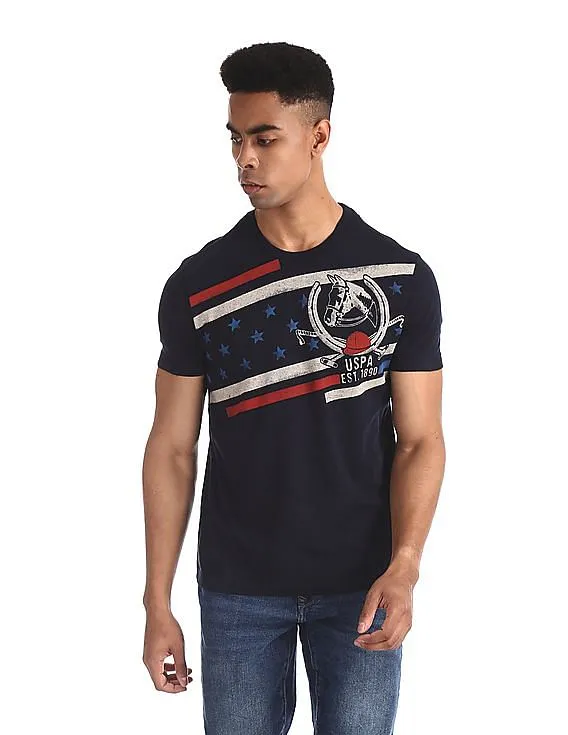 Blue Printed Cotton T-Shirt from U.S. Polo Assn. Denim Co.