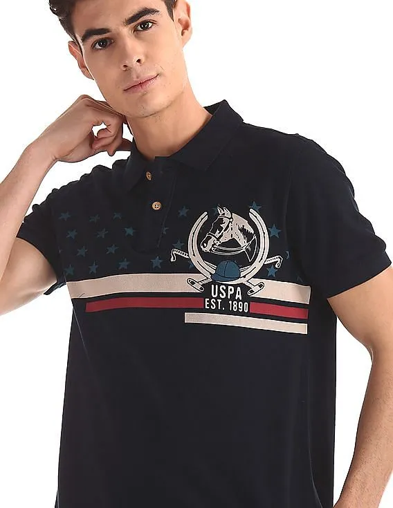 Blue Printed Pique Polo Shirt by U.S. Polo Assn. Denim Co.