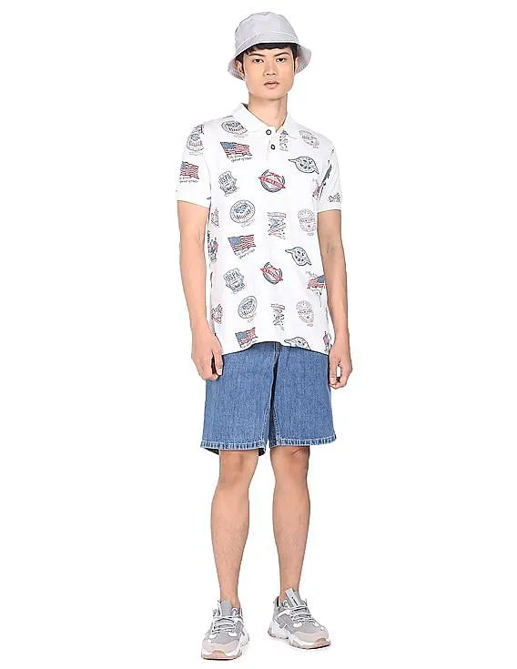 U.S. Polo Assn. Denim Co. Cotton Polo Shirt with Prints