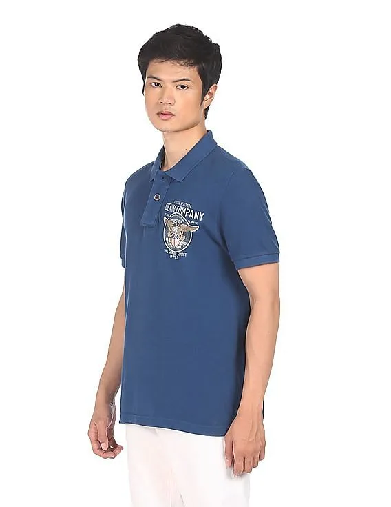 U.S. Polo Assn. Denim Co. Blue Cotton Printed Men's Polo Shirt