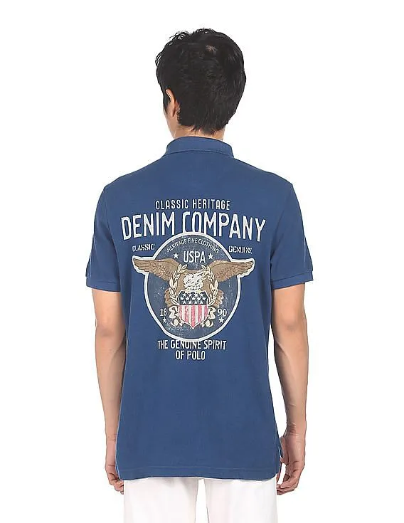 U.S. Polo Assn. Denim Co. Blue Cotton Printed Men's Polo Shirt