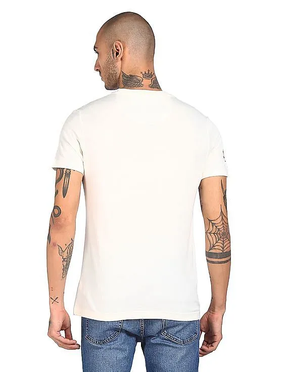 U.S. Polo Assn. Denim Co. Men Off White Crew Neck T-Shirt