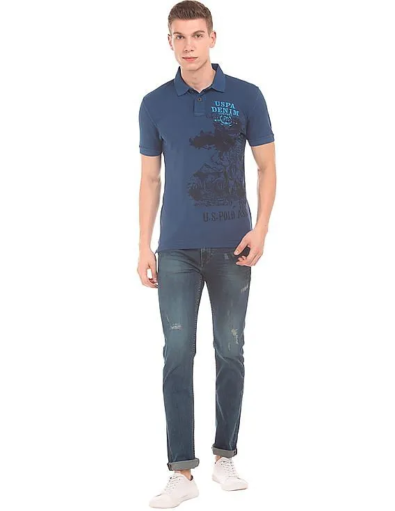 U.S. Polo Assn. Denim Co. Muscle Fit Printed Polo Shirt