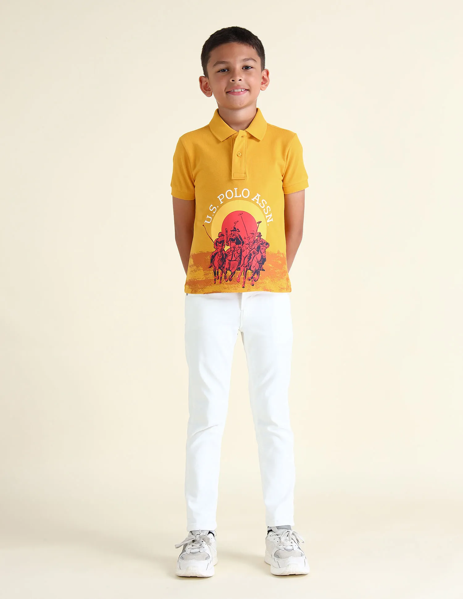 U.S. Polo Assn. Kids Boys Printed Regular Fit Polo Shirt