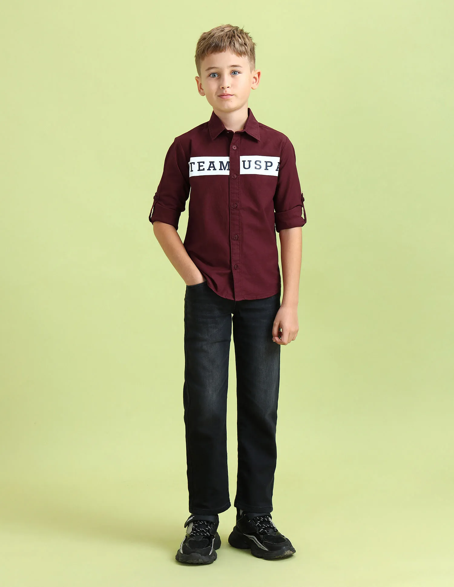 U.S. Polo Assn. Kids Boys Branded Regular Fit Shirt