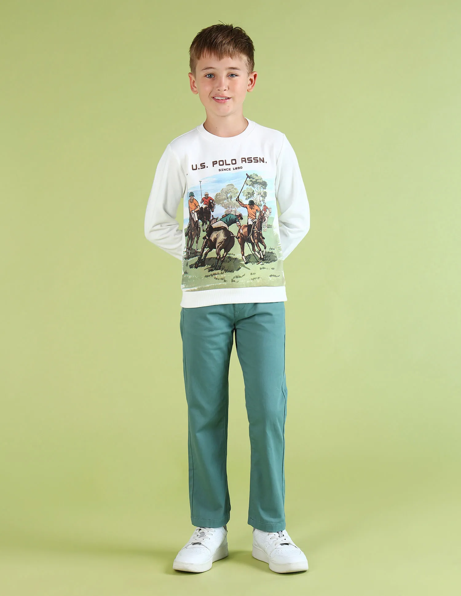 Brand Printed Regular Fit Sweatshirt for Boys at U.S. Polo Assn. Kids