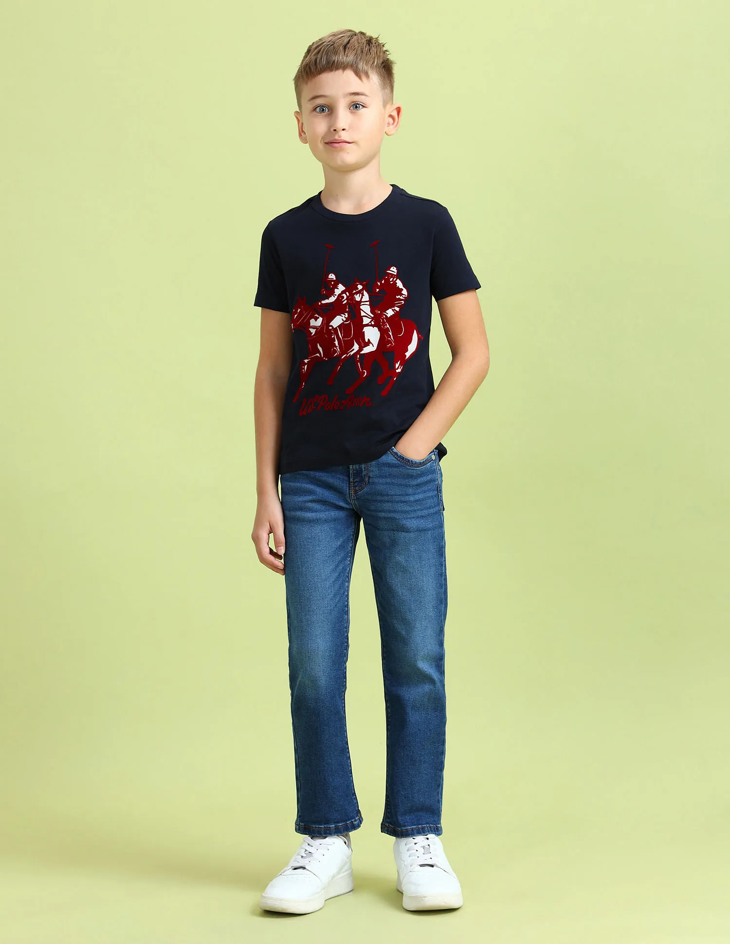 U.S. Polo Assn. Kids Boys Brand Printed Regular Fit T-Shirt