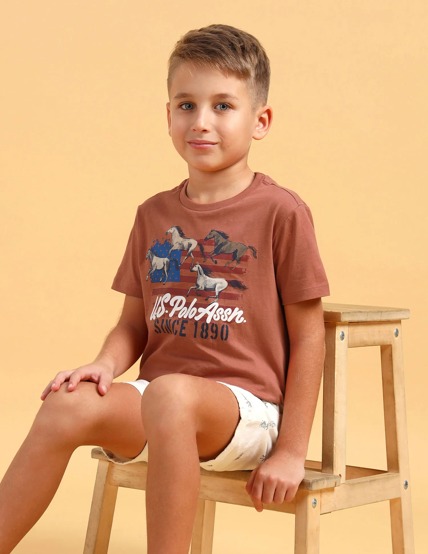 U.S. Polo Assn. Kids Boys Round Neck Graphic Printed T-Shirt