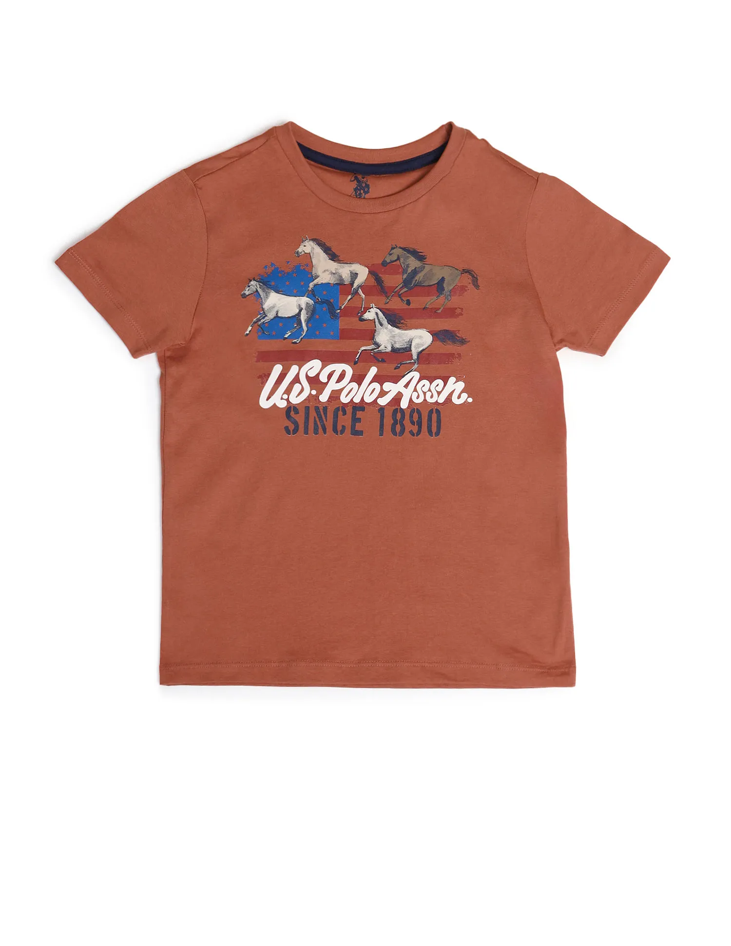 U.S. Polo Assn. Kids Boys Round Neck Graphic Printed T-Shirt