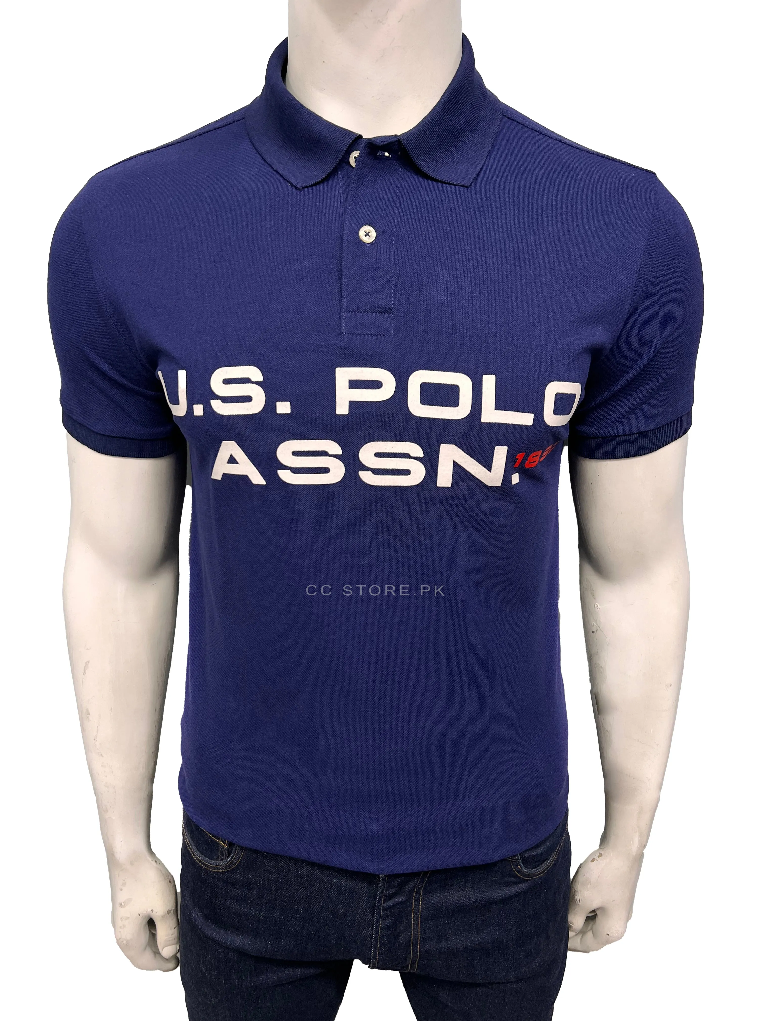 Bright Navy USPA Front Written Printed Polo