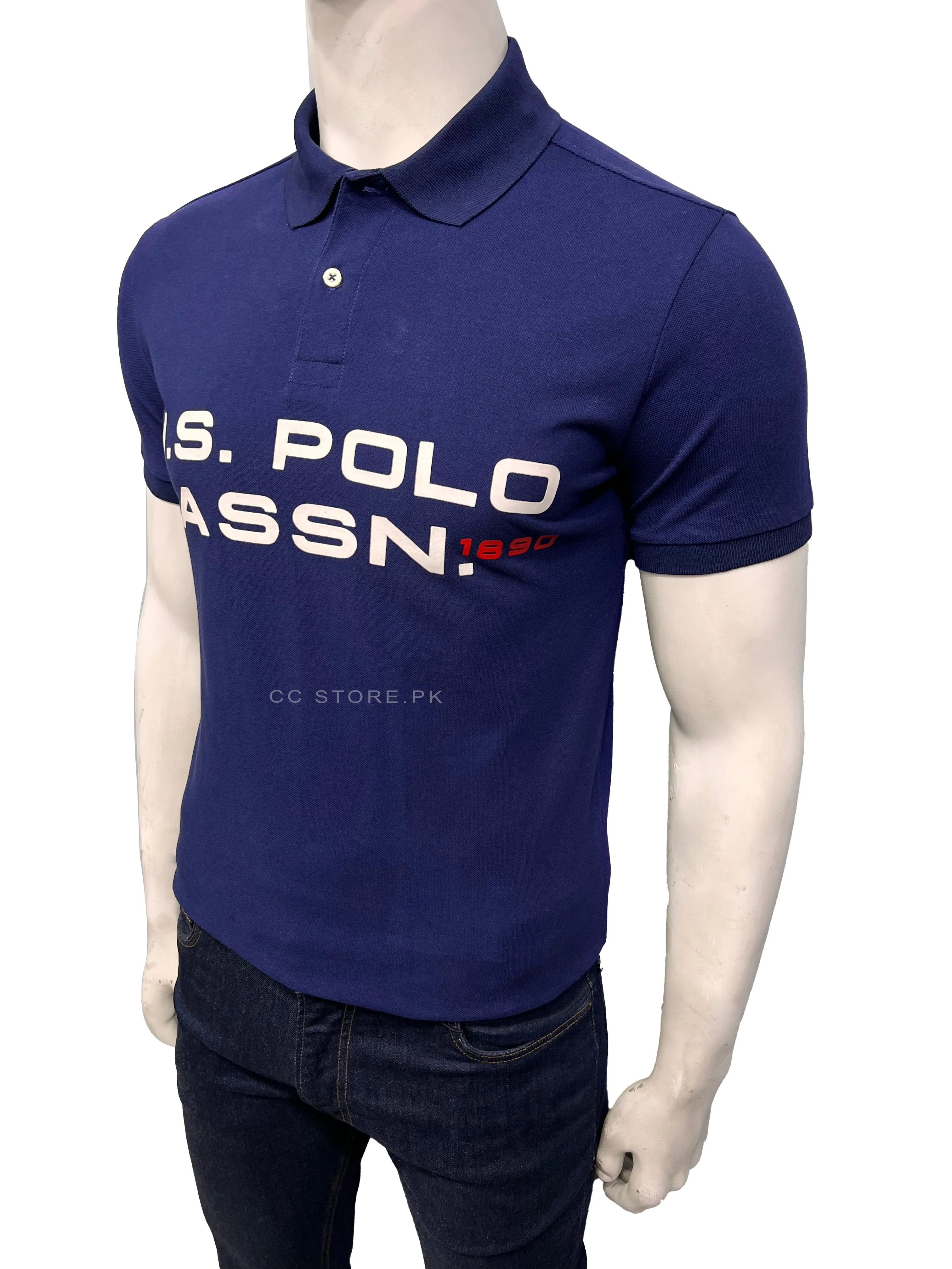 Bright Navy USPA Front Written Printed Polo