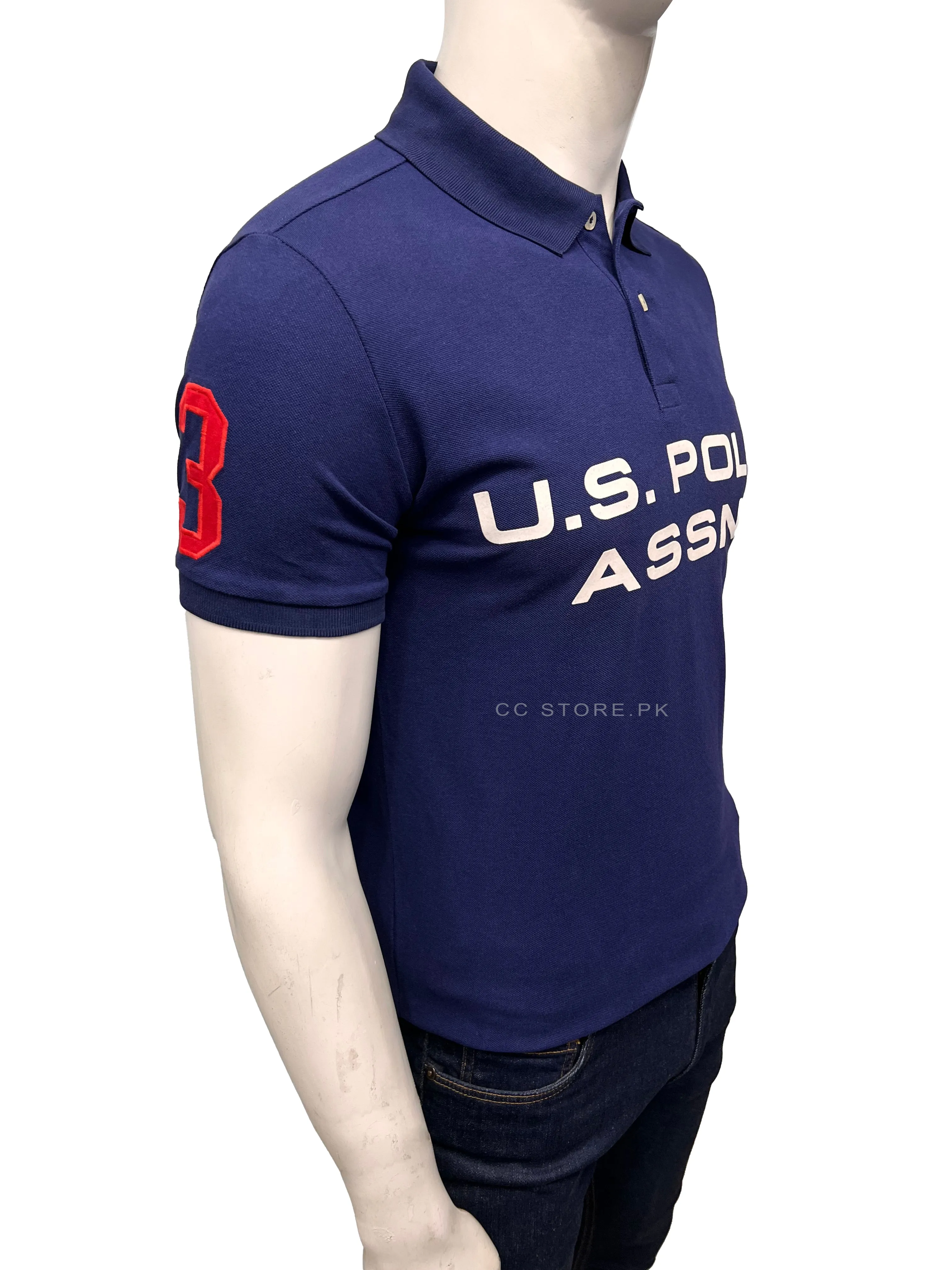 Bright Navy USPA Front Written Printed Polo