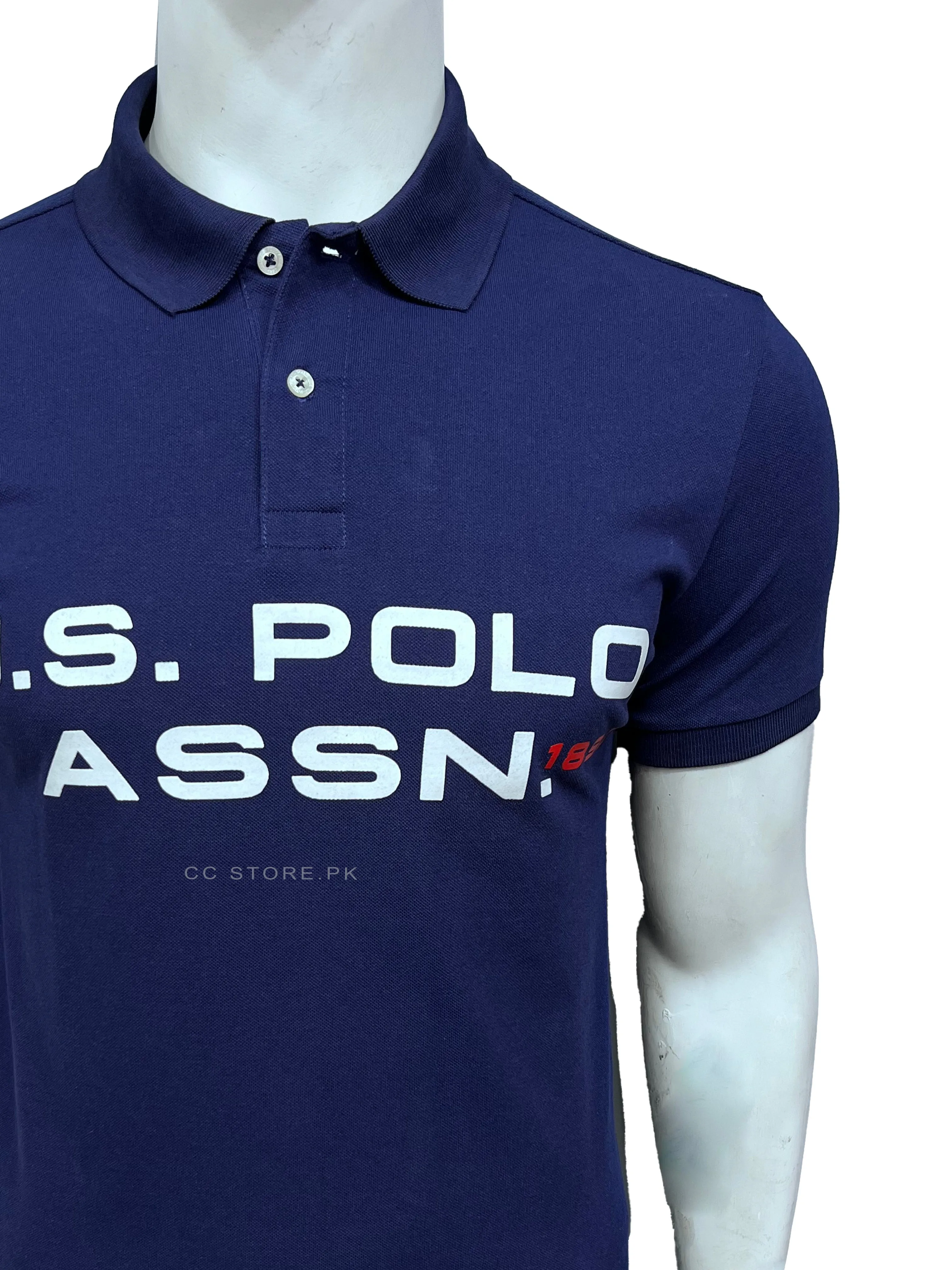 Bright Navy USPA Front Written Printed Polo