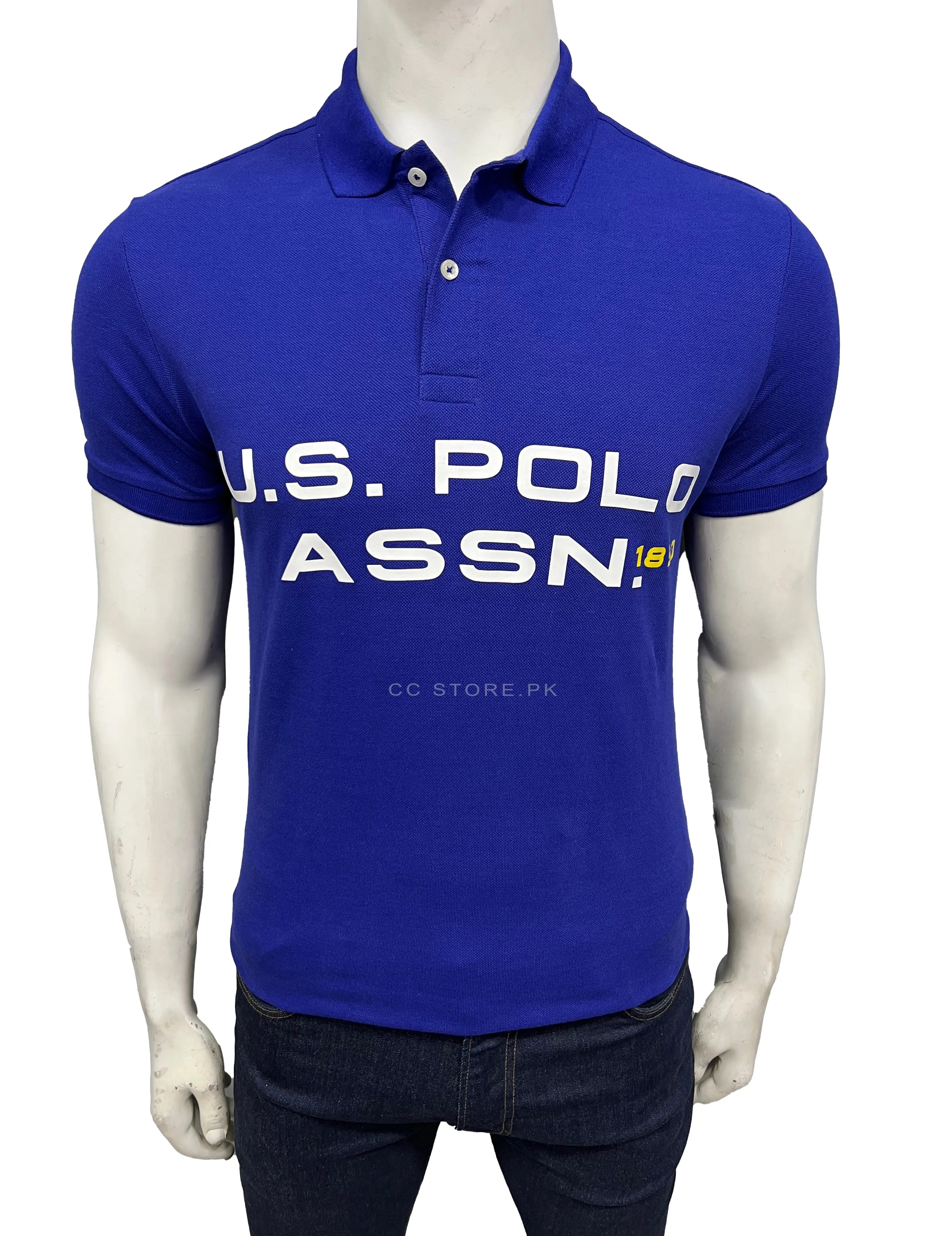 USPA Royal Blue Polo with Front Print