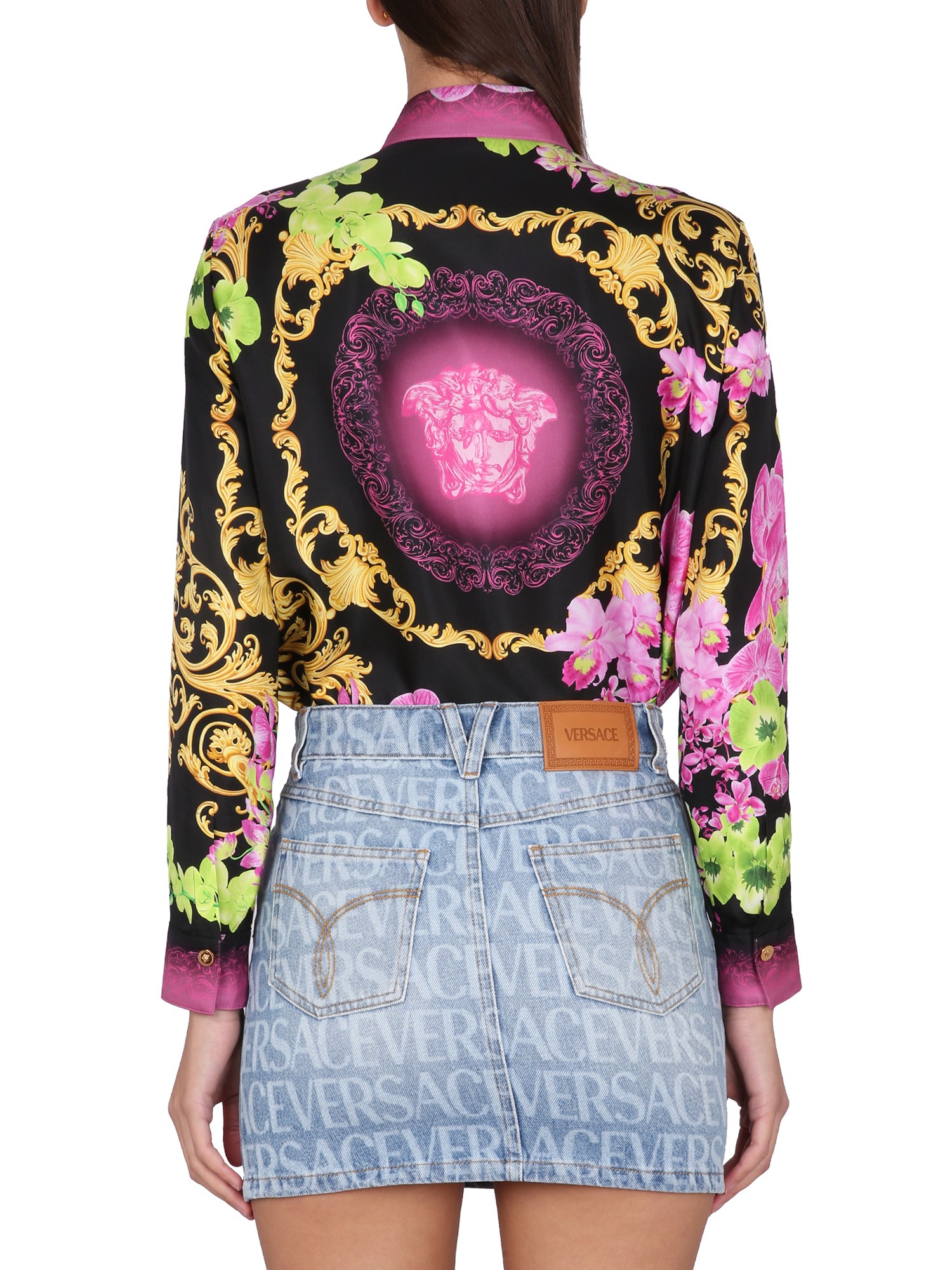 Versace Orchid Jellyfish Print Silk Shirt