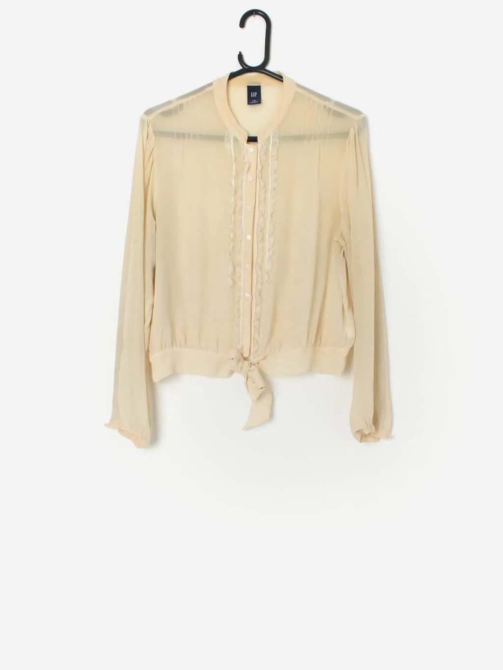 Vintage Gap Medium Large Silk Sheer Ruffle Front Blouse