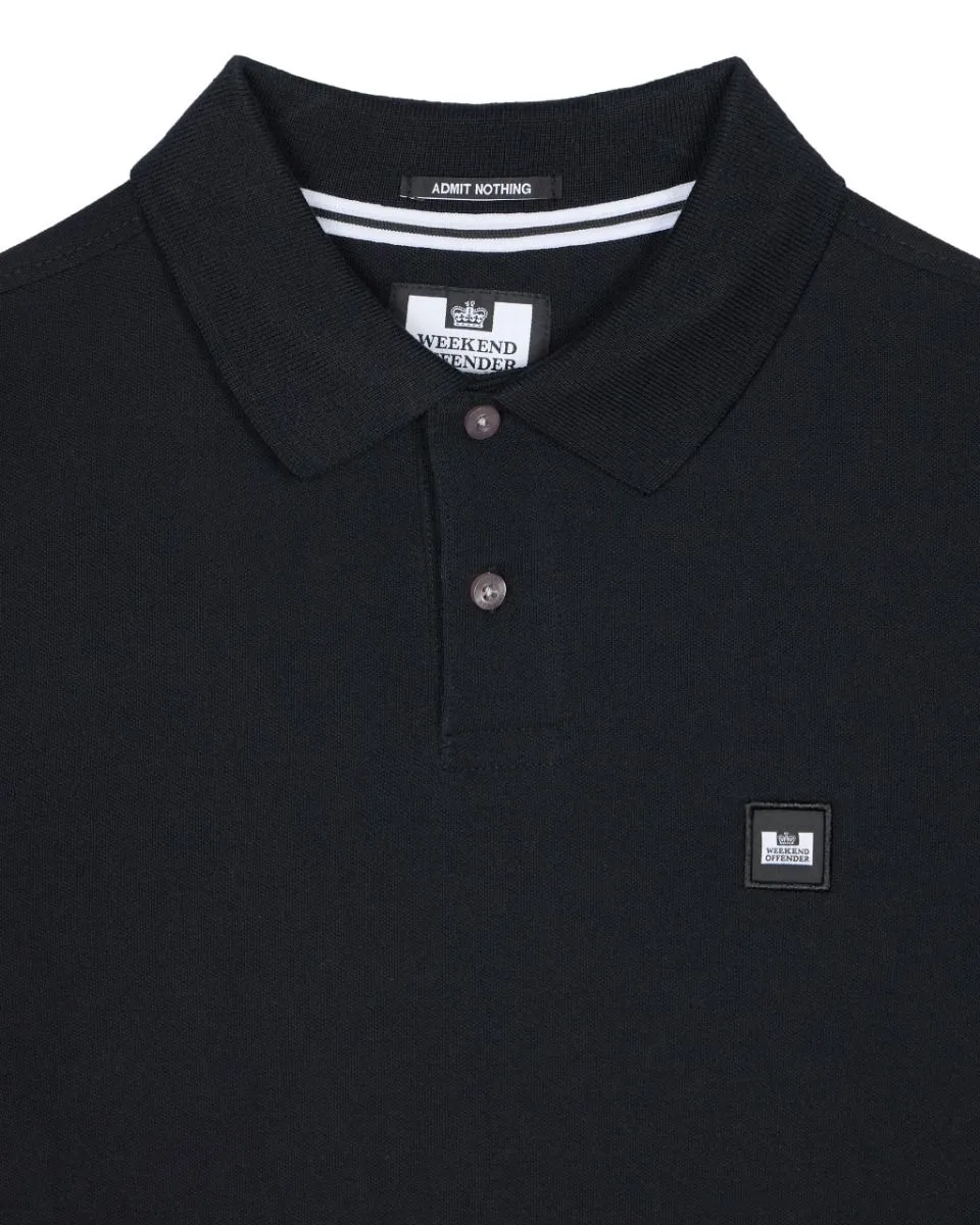 Weekend Offender Caneiros Short Sleeve Polo Shirt in Black