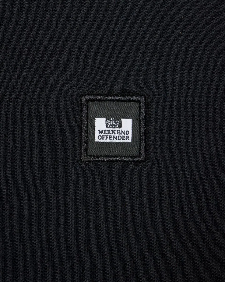 Weekend Offender Caneiros Short Sleeve Polo Shirt in Black