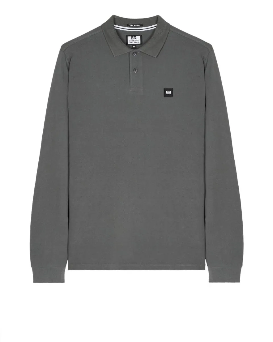 Weekend Offender Dice Long Sleeve Polo Shirt - Zinc