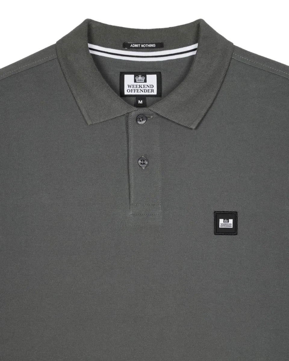 Weekend Offender Dice Long Sleeve Polo Shirt - Zinc