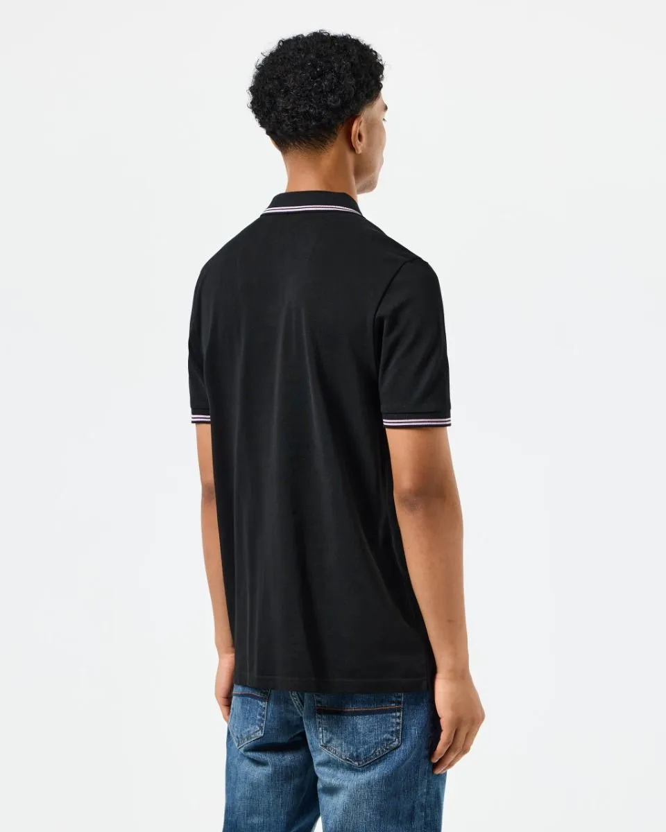 Weekend Offender Farina Double Tipped Polo Shirt in Black Snap Dragon