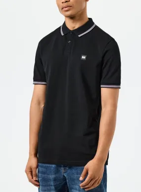 Weekend Offender Farina Double Tipped Polo Shirt in Black Snap Dragon