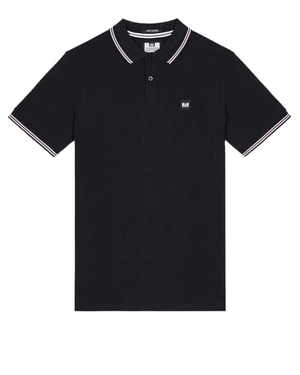 Weekend Offender Farina Double Tipped Polo Shirt in Black Snap Dragon