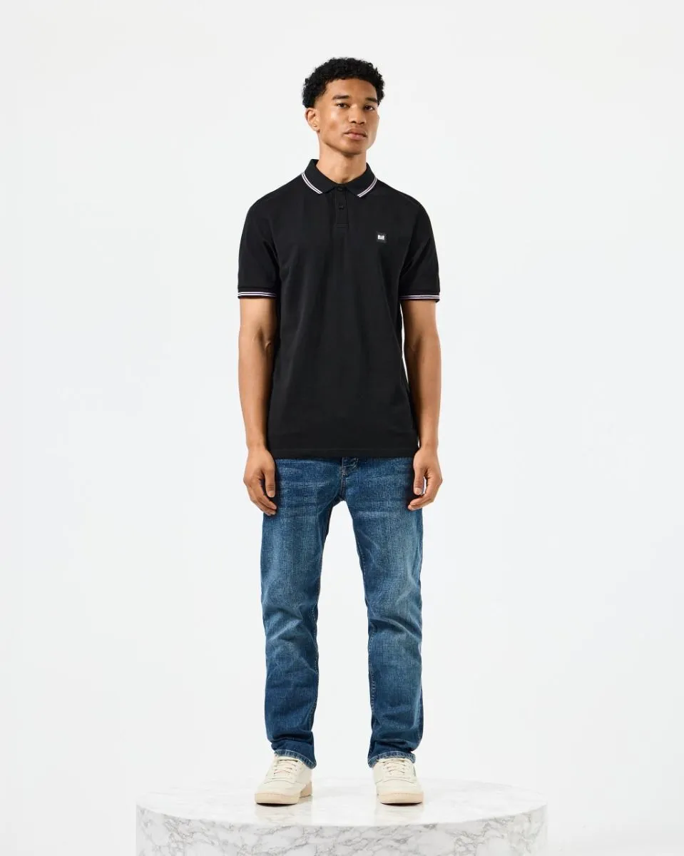 Weekend Offender Farina Double Tipped Polo Shirt in Black Snap Dragon