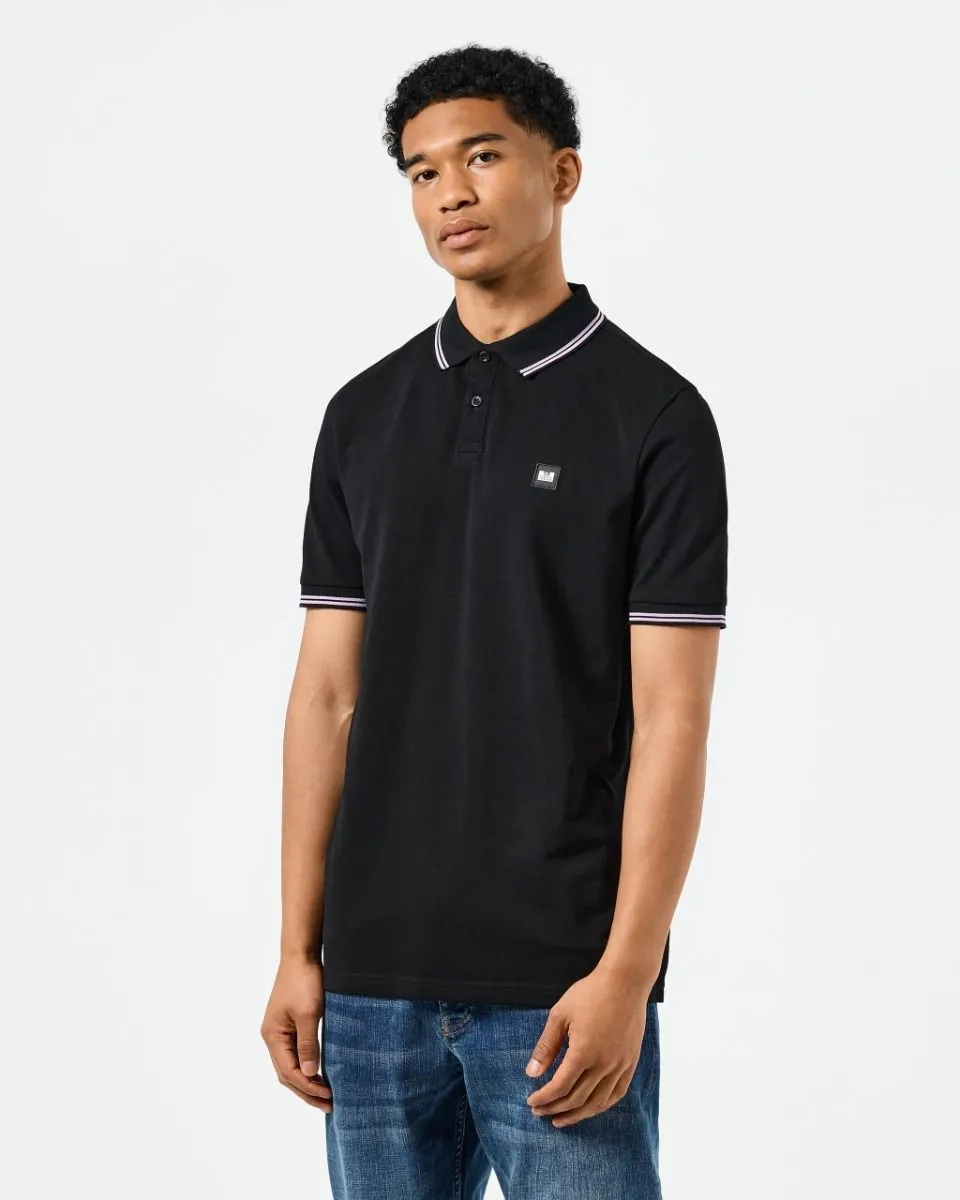 Weekend Offender Farina Double Tipped Polo Shirt in Black Snap Dragon